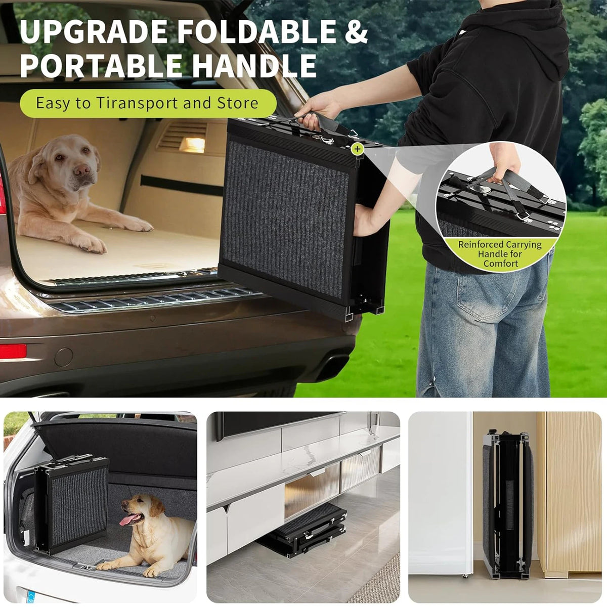 Upgraded Folding Pet Ramp For Large Dogs With Non-Slip - Surface Portable Outdoor Dog Car Ramp Up to 250 LBS