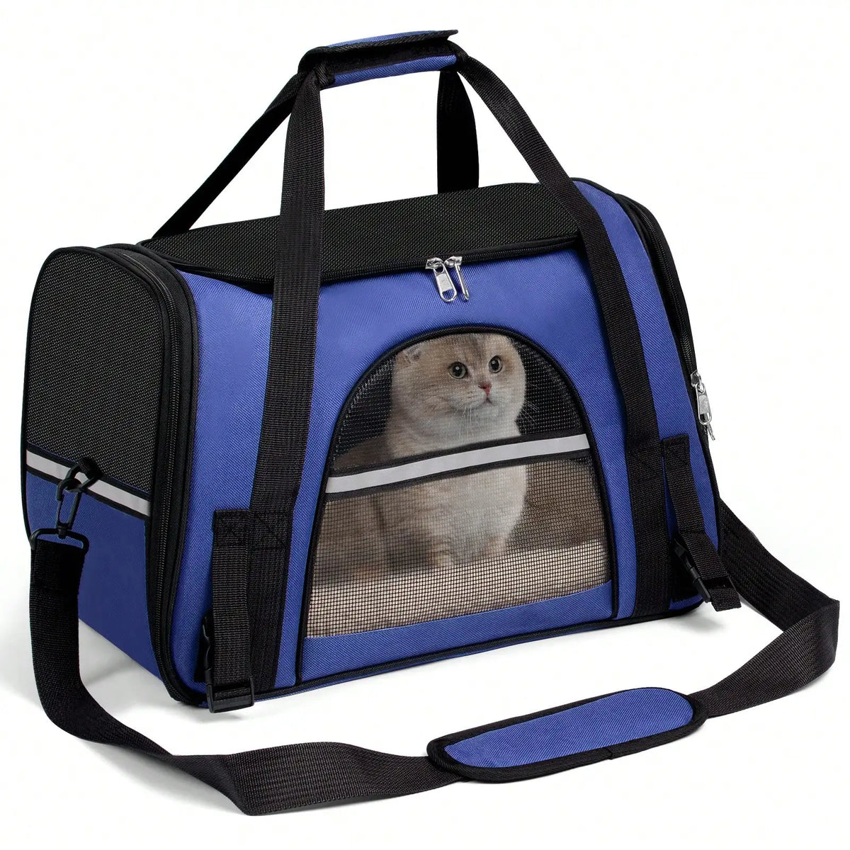 Breathable Pet Carrier Bag Airline Approved Foldable Travel Carrier Secure Anti Escape Zipper Ventilated Spacious Collapsible