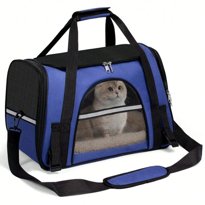 Breathable Pet Carrier Bag Airline Approved Foldable Travel Carrier Secure Anti Escape Zipper Ventilated Spacious Collapsible