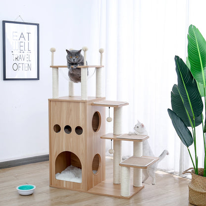 Multi-Level Cat Tree for Indoor with Scratching Posts Spacious Condo Hammock Top Perch Scratcher