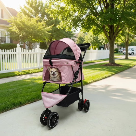 Pet Stroller For Small Puppy Dogs & Cats Portable and Foldable Dog Stroller