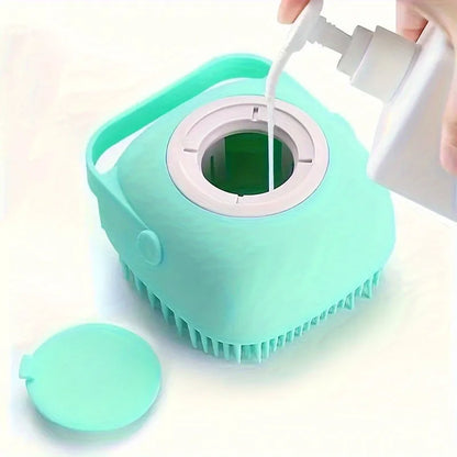 Pet Bath Massage Brush with Shampoo Dispenser - 2-in-1 Grooming Tool for Dogs & Cats