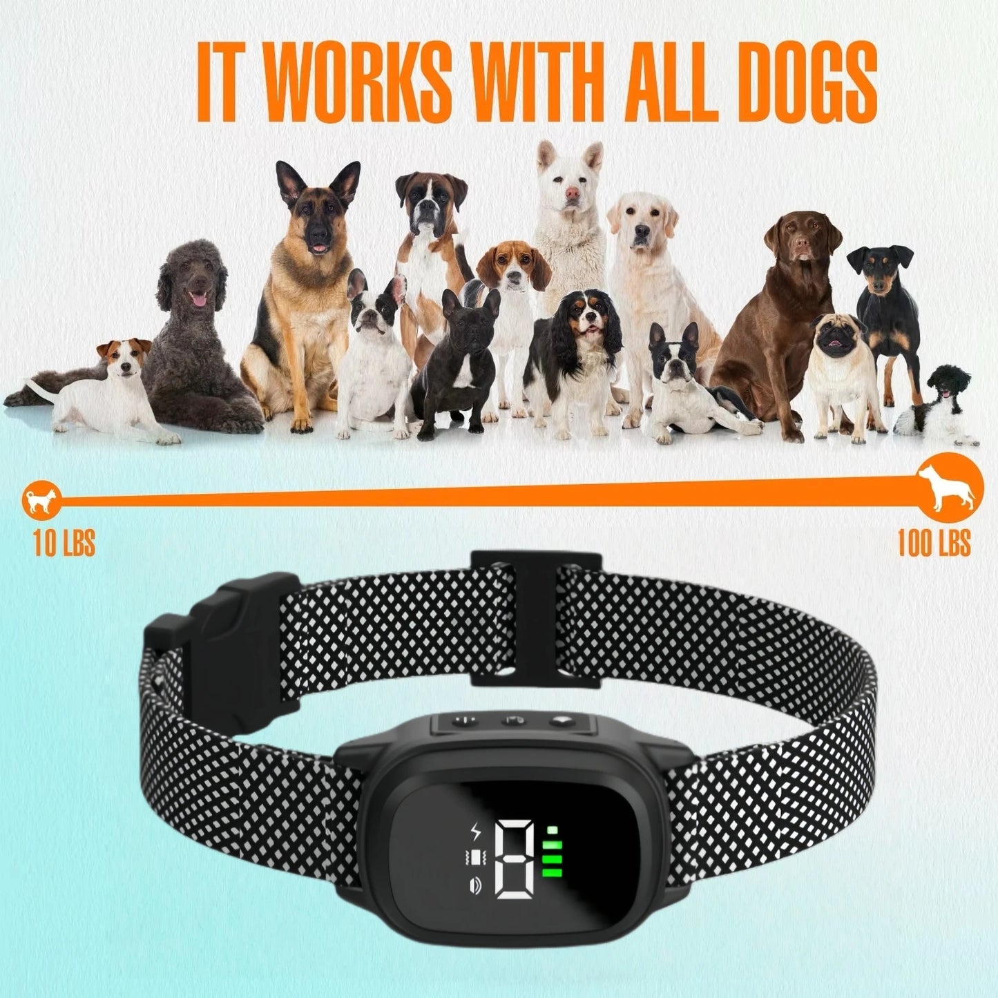 Waterproof Dog Bark Collar,Rechargeable Anti-Bark Collar Vibration Training Collar For Small,Medium Dog