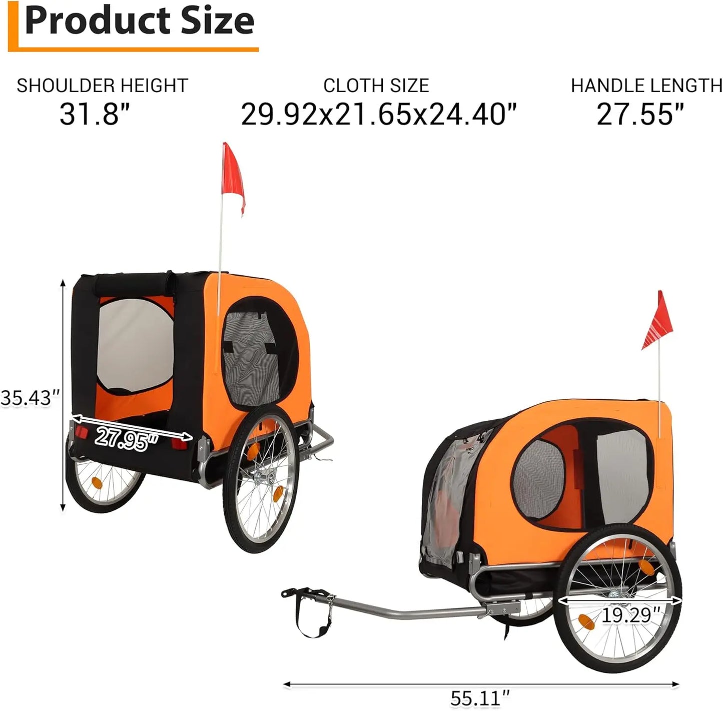 Large Dog Bike Trailer, Universal Coupler with Quick Release Wheels