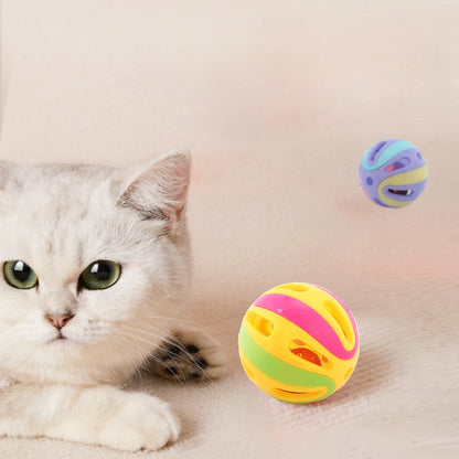 Bell Ball Cat Toys  Colorful Playing Ball Interactive Funny Plastic Cat Toy