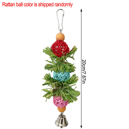 Parrot Chew Toys Natural Corn Husk Ball and Cob String Hanging Foraging Interactive Bird Toys