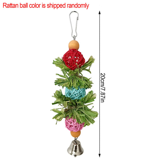 Parrot Chew Toys Natural Corn Husk Ball and Cob String Hanging Foraging Interactive Bird Toys