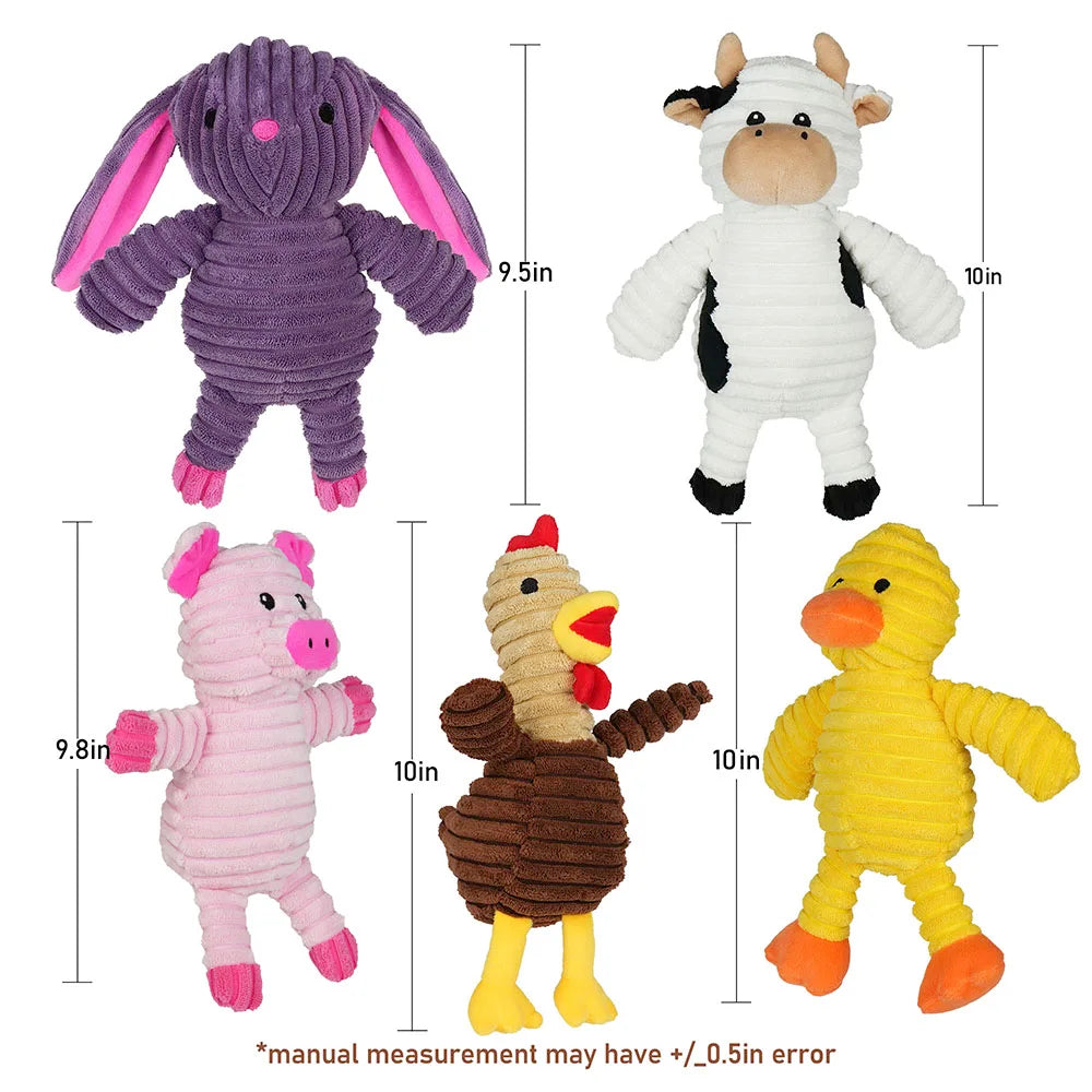 5 Pack Plush Dog Squeaky Toys, Assortment Value Bundle for Small Medium And Large Dogs,