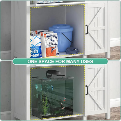 40 Gallon Aquarium Stand With Charging Station, Farmhouse Fish Tank Stand, Reptile Tank Stand Terrarium Stand with Drawer and Cabinet
