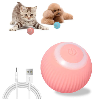 Automatic Active Rolling Ball for Dogs. Self Moving Balls, Interactive Ball Toy with LED Lights, USB Rechargeable, Silicone Surface (Pink)