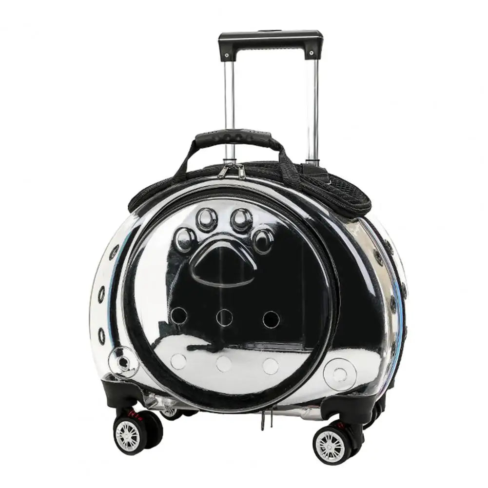 Pet Trolley Case with Ventilation Holes Portable Silent Wheels Travel Backpack for Cats