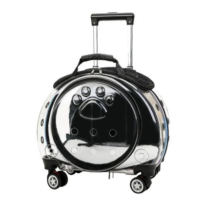 Pet Trolley Case with Ventilation Holes Portable Silent Wheels Travel Backpack for Cats