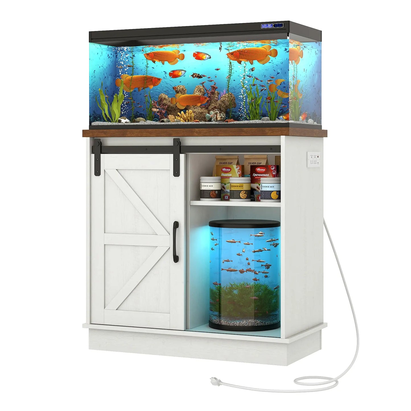 Heavy Duty Aquarium Stand 1000LB, Rustic White 20 Gal Reptile Terrarium Table