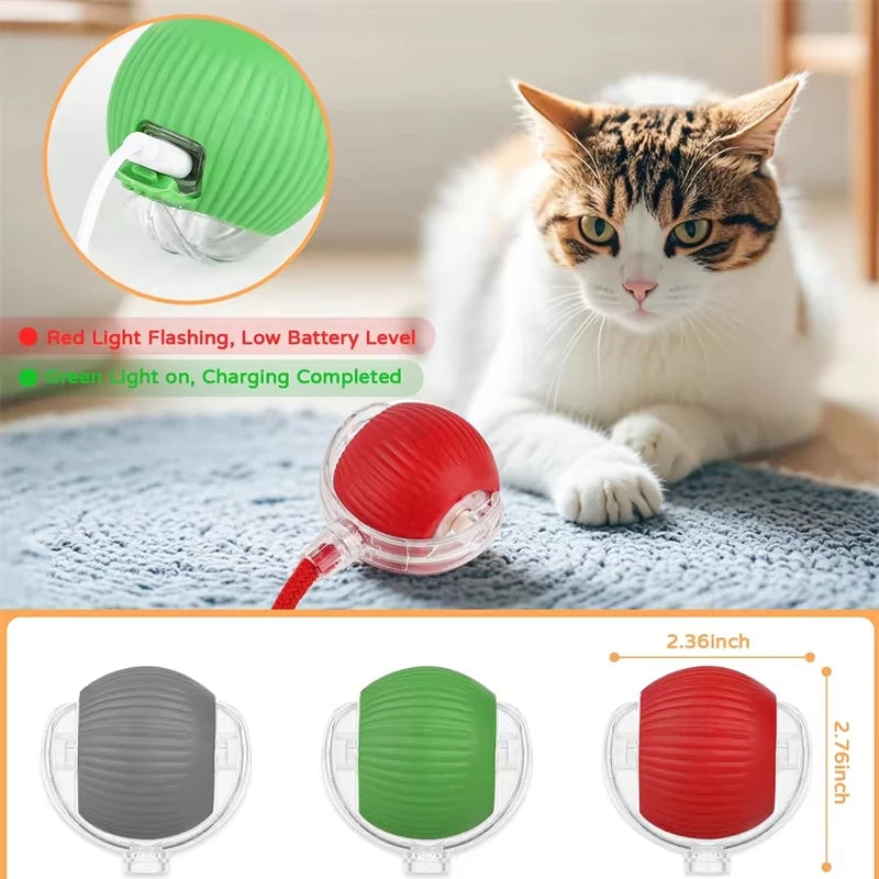 New Cat Interactive Ball  - Automatic Rolling Ball Faux Tail Rechargeable Smart Pet Electric Toy