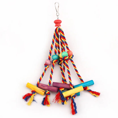 Random Colored Bird Accessorie, Wood Chewing Toy Rope