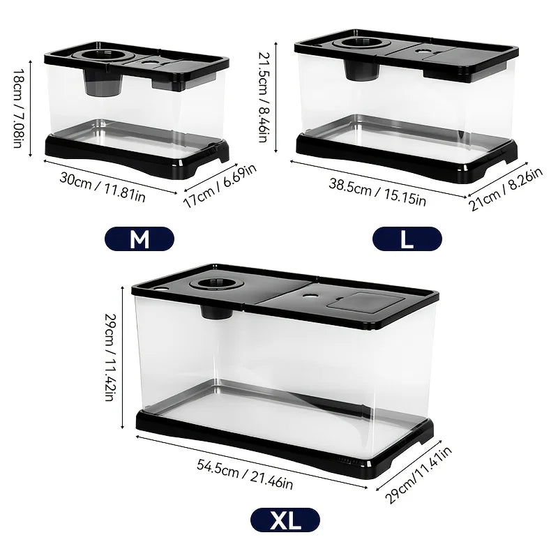 Heavy-Duty Large Aquarium Tank with Lid - Transparent Spill-Proof Design for Fish, Turtle, Aquatic Plants, Ideal for Home Office
