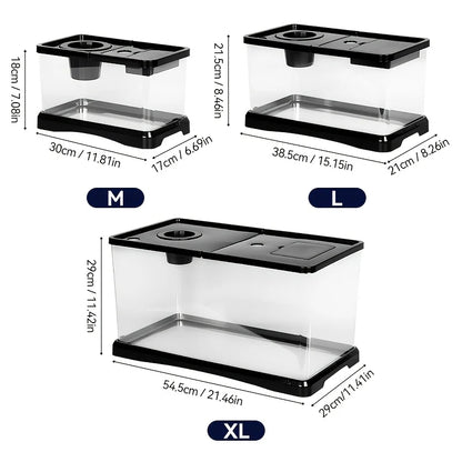 Heavy-Duty Large Aquarium Tank with Lid - Transparent Spill-Proof Design for Fish, Turtle, Aquatic Plants, Ideal for Home Office