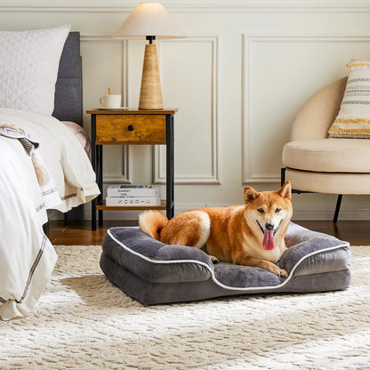 Orthopedic Dog Bed Memory Foam  for Small Dogs & Cats with Washable Removable Cover Non-Slip Base Waterproof Liner