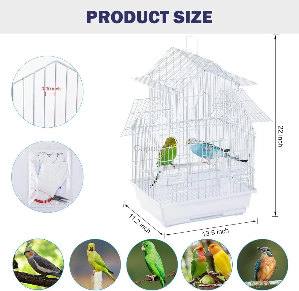 Lightweight Travel Bird Cage for Small Birds - Parakeets, Lovebirds, Finches