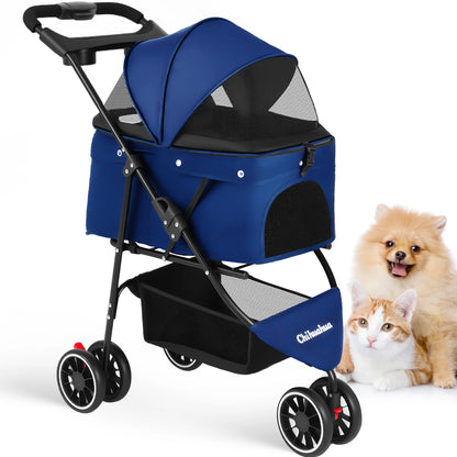 Pet Stroller For Small Puppy Dogs & Cats Portable and Foldable Dog Stroller