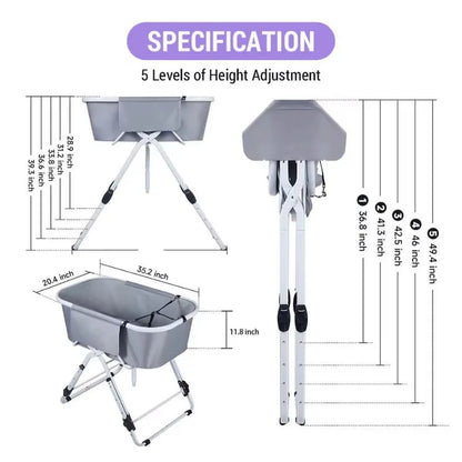 Elevated Dog Bath Tub ,Foldable Bathing Station, Ideal For Medium To Large Pets