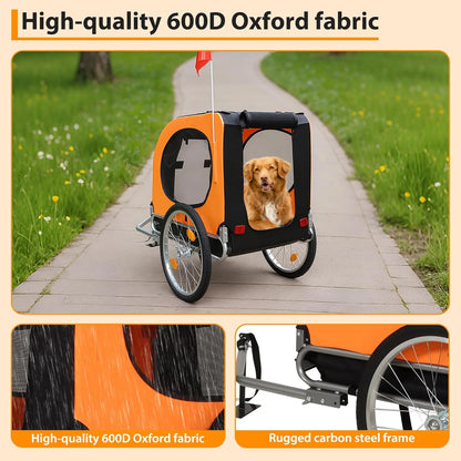 Large Dog Bike Trailer, Universal Coupler with Quick Release Wheels