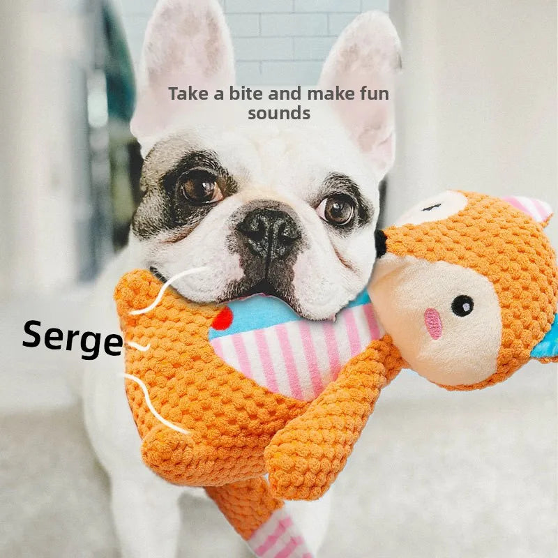 Pet Dog Plush Toy Bite Resistant Interactive Squeaky Dog Chewing Toy Dog Teeth Cleaning