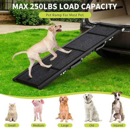 Upgraded Folding Pet Ramp For Large Dogs With Non-Slip - Surface Portable Outdoor Dog Car Ramp Up to 250 LBS