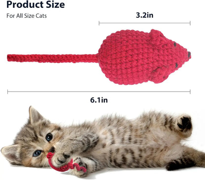 Catnip Mice Cat Toys, Handmade Durable Yarn Mice Toys with Natural Catnip & Silvervine,