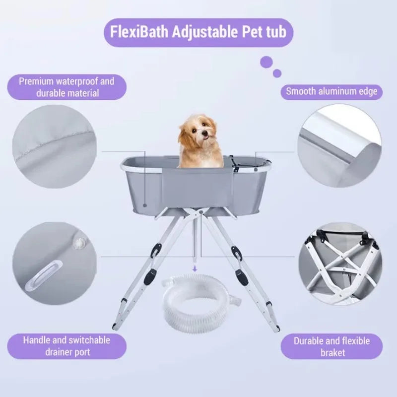 Elevated Dog Bath Tub ,Foldable Bathing Station, Ideal For Medium To Large Pets