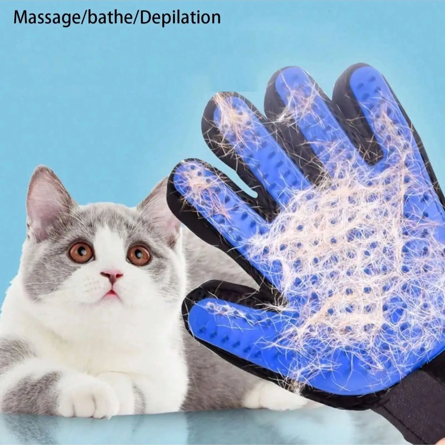 A Pair Pet Grooming Glove Brush for Dogs and Cats Fur and Hair Removal Mitt with Massage and Deshedding Benefits
