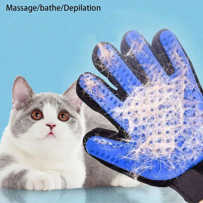 A Pair Pet Grooming Glove Brush for Dogs and Cats Fur and Hair Removal Mitt with Massage and Deshedding Benefits