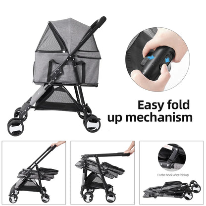 Stroller Foldable Travel Carrier For Cat Or Dog