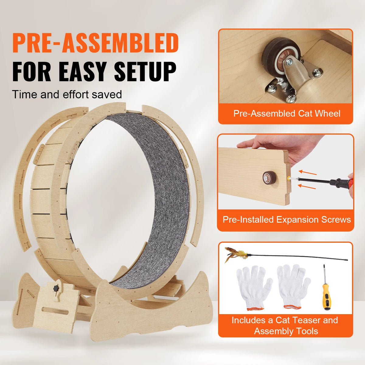 SucceBuy Wooden Cat Exercise Wheel Large Treadmill