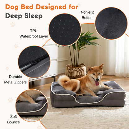 Orthopedic Dog Bed Memory Foam  for Small Dogs & Cats with Washable Removable Cover Non-Slip Base Waterproof Liner