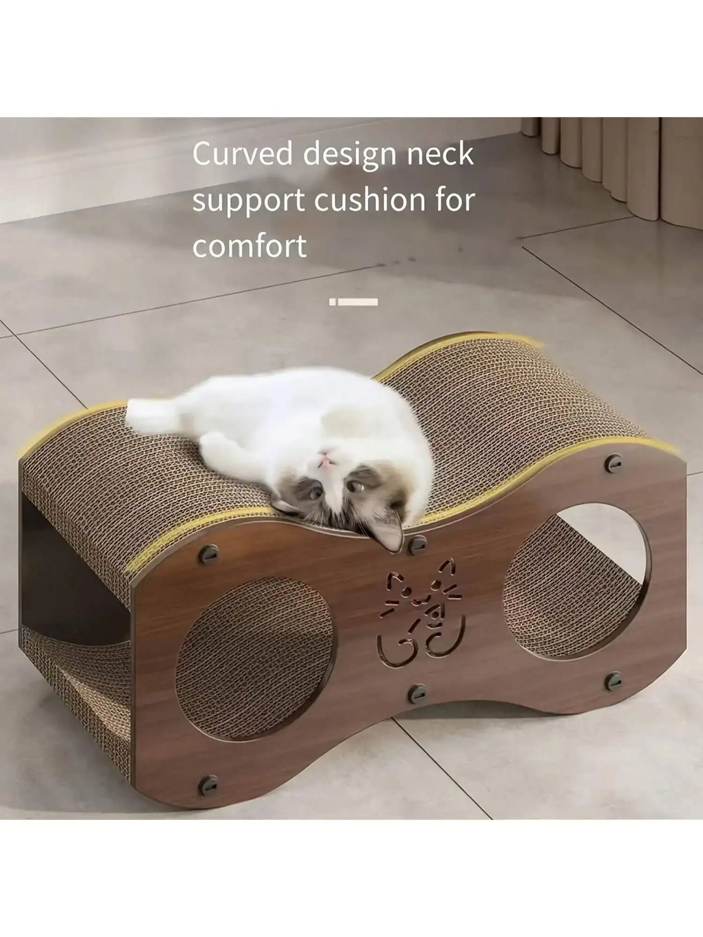 Walnut Cat Post With Bed (Sturdy/Woven Scratcher)
