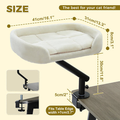 Cat Desk Bed, 360° Rotatable Bed Stand for Indoor Cats, Adjustable Basket,