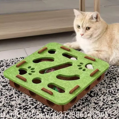 Interactive Cat Puzzle Maze - Soft Felt Hole Game With Bell Ball Toy For Kittens And Cats