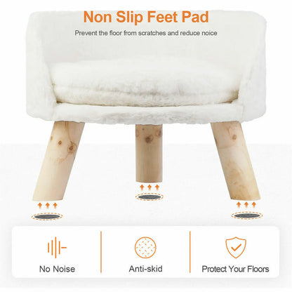 Luxury Soft Cat Bed, Warm Plush Fabric, Pet Nesting Chair, Washable Couch Wood Legs with Cushion Pad