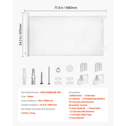 SucceBuy Retractable Pet Gate with Security Lock Easy to Use Walk Through Without Tripping