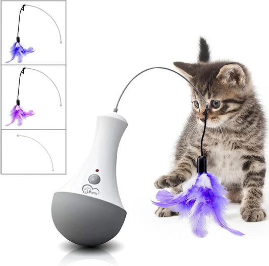 Interactive Cat Toy Funny Feather Teaser Indoor Play Automatic Toy