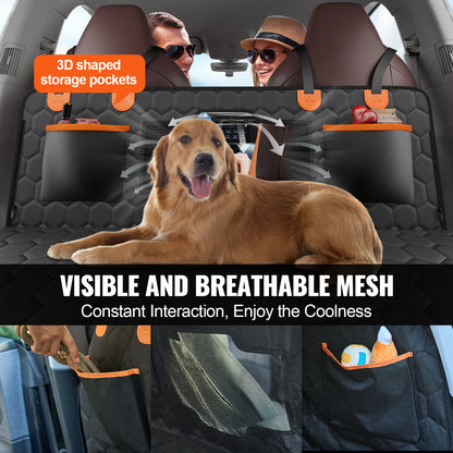 SucceBuy Back Seat Extender Dog Car Seat Cover, Back Seat Bed with Mesh Window and Storage Pocket Supports 350lbs