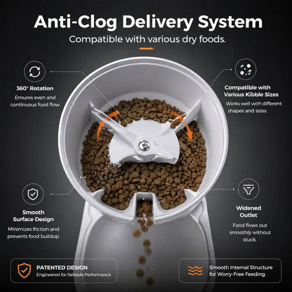 Large Capacity Smart Automatic Cat Feeder with Bowl -  APP Control, Timed Feeding, Anti-Clogging Design for Cats & Small Dogs,