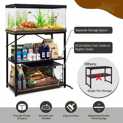 10-30Gallon Adjustable Fish Tank Aquarium Stand with Charging Station