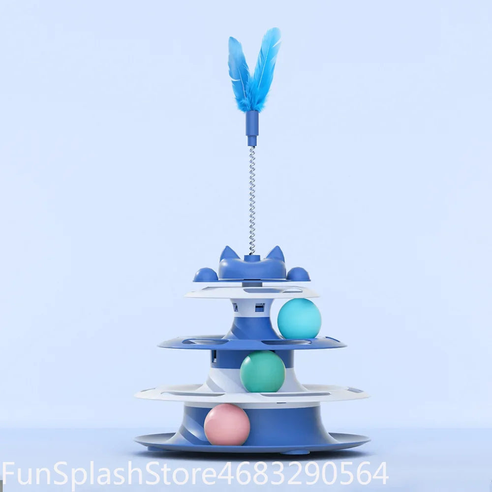 Turntable Toy With Interactive Cat Ball & Teaser Wand Automatic Self Play For Cats And Kitten