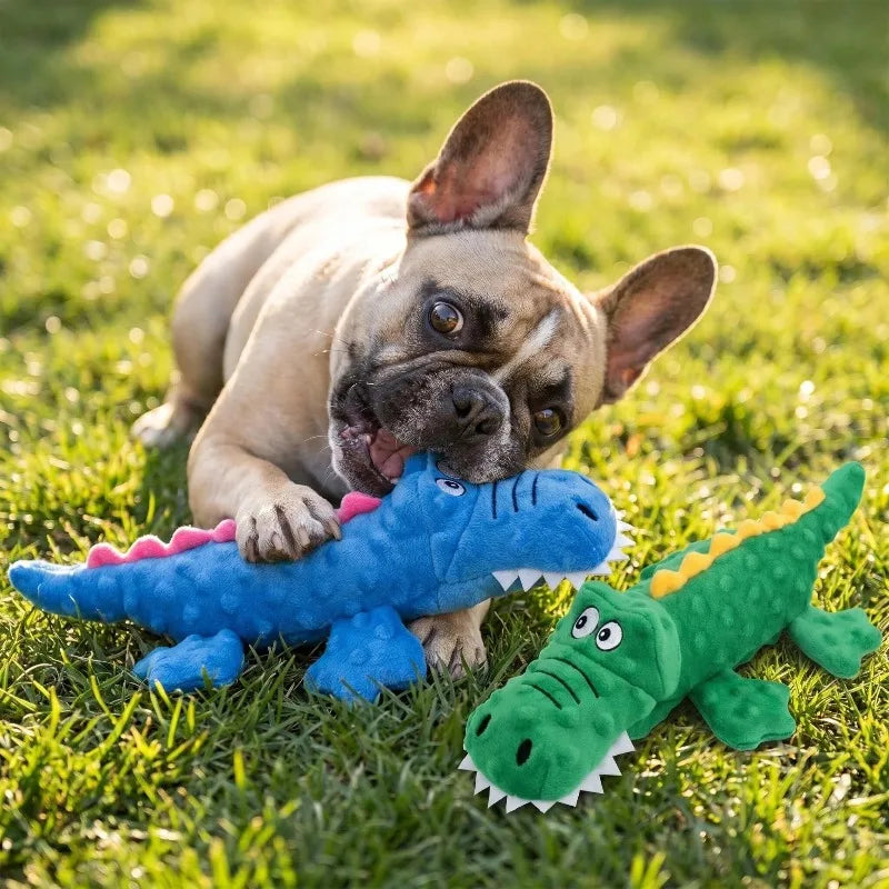 Soft Plush Squeaky Dog Chew Toy, Stuffed Crocodile