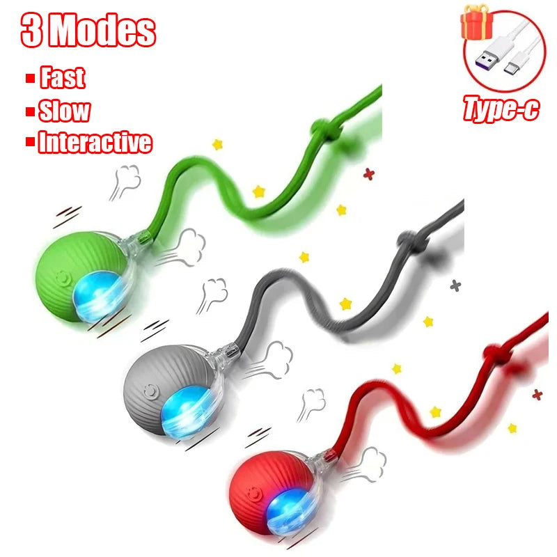 New Cat Interactive Ball  - Automatic Rolling Ball Faux Tail Rechargeable Smart Pet Electric Toy