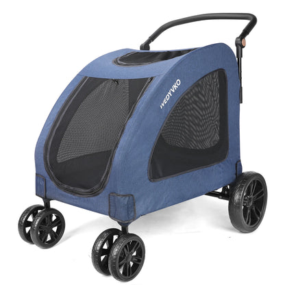 Heavy Duty Dog Stroller for Large Dogs up to 120 lbs, Foldable Pet Wagon with 360° Wheels, All-Round Ventilation