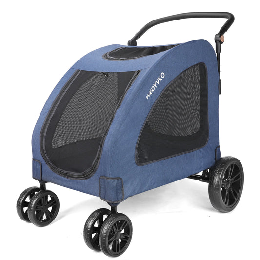 Heavy Duty Dog Stroller for Large Dogs up to 120 lbs, Foldable Pet Wagon with 360° Wheels, All-Round Ventilation