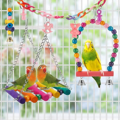 11 PCS Bird Toys for Parakeets, Wood Bird Perch Swings for Small Conure Cockatiel